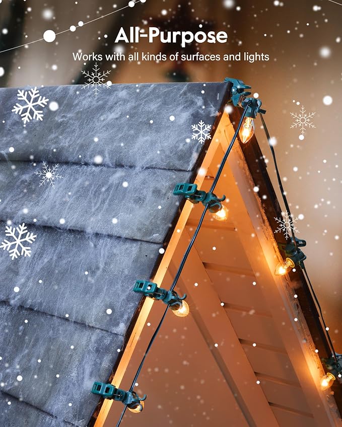 Christmas Light Clips, 14 Count Universal Spring Clips for C7 C9 Lights