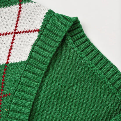 Women's Sweater Vest,Y2K Sleeveless Pattern Preppy Style Knitted Crop Tank Top for Girl