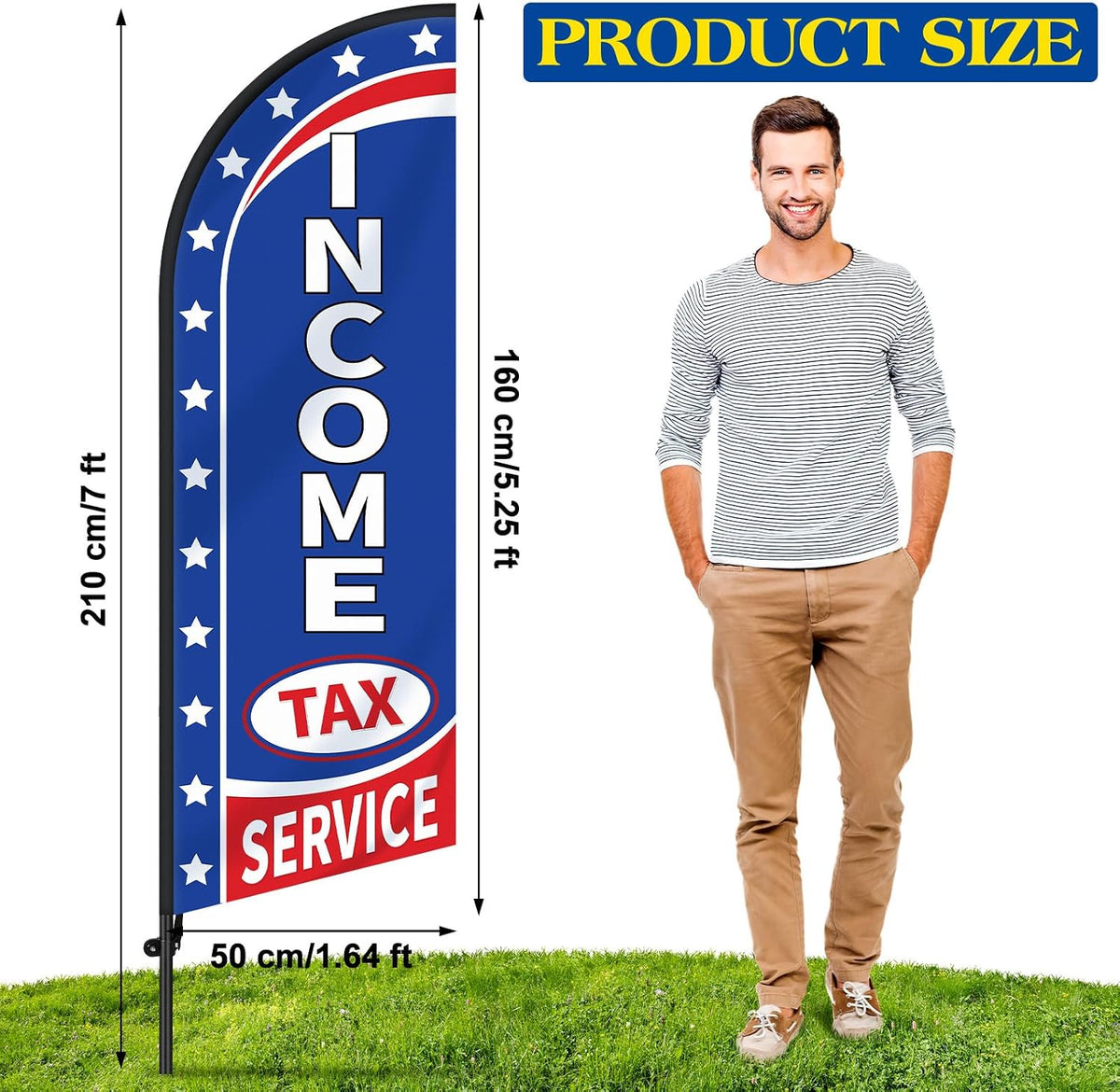 HunnmingRe 2 Sets Income Tax Service Feather Flag 7 ft Flagpoles Pole and Ground Stake Tax Services Swooper Advertising Flag Feather Banner for Accountant Offices Accounting Businesses(English)