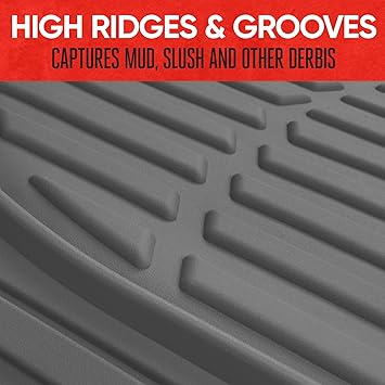 Motor Trend 2 Piece Front Car Floor Mats- Gray FlexTough Contour Liners-Deep Dish Heavy Duty Rubber Floor Mats for Car SUV Truck  Van-All Weather Protection, Universal Trim to Fit