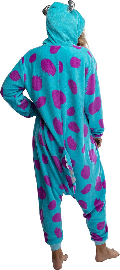 Disney Monsters Inc. Adult Sulley Kigurumi Sherpa Fleece Cosplay Costume One Piece Union Suit