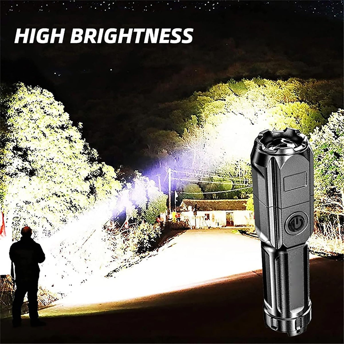 USB Rechargeable Flashlight Telescopic Zoomable Spotlight T6 Lamp Beads Long-Range 1000m Portable Floodlight Mini Handheld Flashlight for Outdoor Emergencies Camping