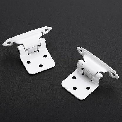 26 Pack (13 Pair) White Cabinet Hinges - 1/2-inch Overlay, Semi-Concealed Self Closing Hardware with Door Bumper, White Face Mount Hardware