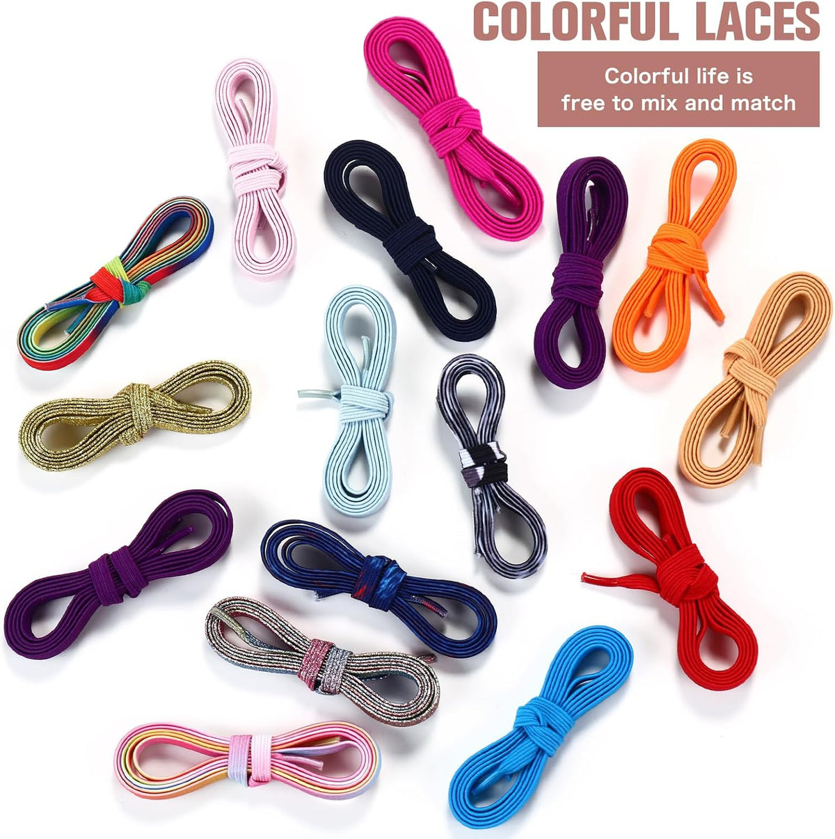 Aiboxin Elastic No Tie Shoelaces for Kids Adults Tieless Stretch Shoe Laces Magnetic Stretchy Shoe Strings for Sneakers with Lock, Easy On & Off , Flat Elastic Shoe Laces for Men, Women, Elderly