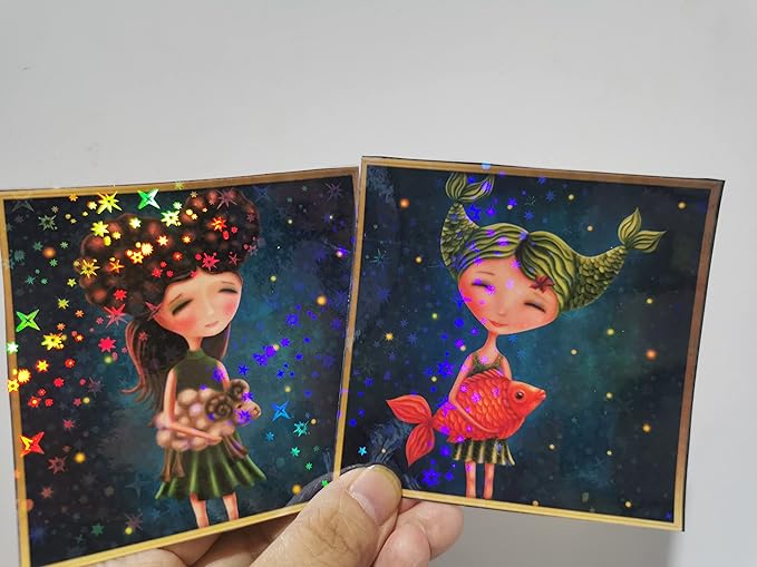 20 Sheets Stars Holographic Sticker Paper A4 Size Rainbow Laminating Film Holographic Self-Adhesive Laminted Film