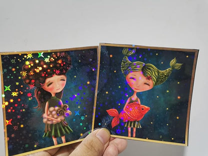 20 Sheets Stars Holographic Sticker Paper A4 Size Rainbow Laminating Film Holographic Self-Adhesive Laminted Film