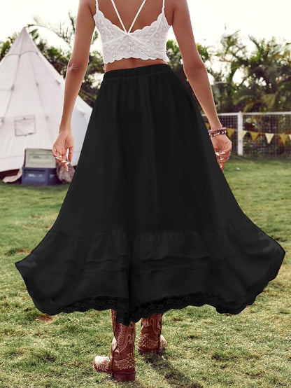 Verdusa Women's Western Cowgirl Lace Skirt Boho Asymmetrical Skirts Country Concert Outfits