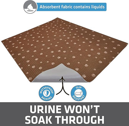 Drymate Original Cat Litter Mat, Contains Mess from Box, Protects Floors, Urine-Proof, Machine Washable, Soft on Kitty Paws, Absorbent, Waterproof (USA Made, Recycled Content) (28"x36")(BrownTanPaw)