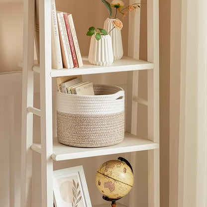 UBBCARE 2 Pack Small Basket for Organizing, Round Woven Basket With Handles, Small Storage Basket for decor, Beige  Brown Cotton Rope Basket (9.5" x 9.5" x 7.1")