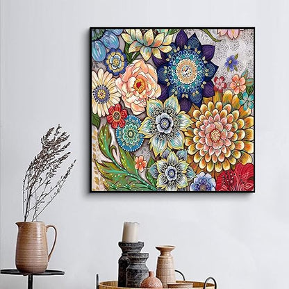 Hlison Diamond Painting Kits for Adults, 5D Mandala Diamond Art Kits for Adults Beginner, DIY Flowers Rhinestone Diamond Painting for Home Wall Decor - 12x16 Inch