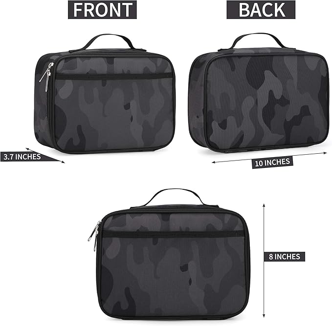 rickyh style Lunch Box with Padded Liner, Spacious Insulated Lunch Bag Durable Thermal Lunch Cooler Pack with Strap for Men Women Boys Girls Adults School Sports Beach Picnic Work Camp,2 Pocket