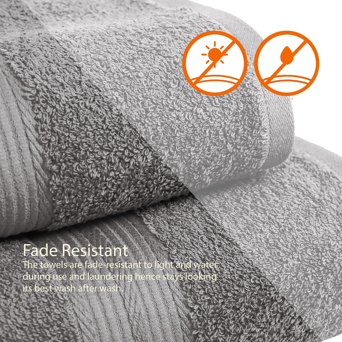 Basics 6-Piece Fade-Resistant 100% Cotton Towel Set for Bathroom, Soft and Absorbent, 2 Bath Towels, 2 Hand Towels, 2 Washcloths, Gray