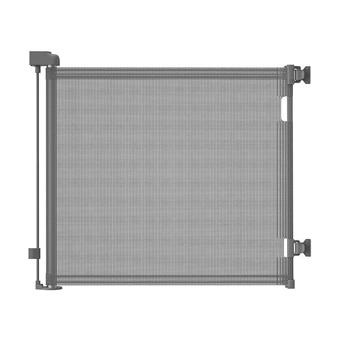 dearlomum Retractable Baby Gate,Mesh Baby Gate or Mesh Dog Gate,33" Tall,Extends up to 71" Wide,Child Safety Gate for Doorways,Stairs,Hallways,IndoorOutdoor(Grey,33"x71")