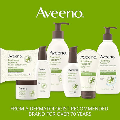 Aveeno Positively Radiant Face Moisturizer with SPF 30 Sunscreen, Hydrating Facial Moisturizer with Soy Extract to Visibly Improve Skin Tone and Texture, Hypoallergenic Formula, Oil-Free, 2.3 FL OZ