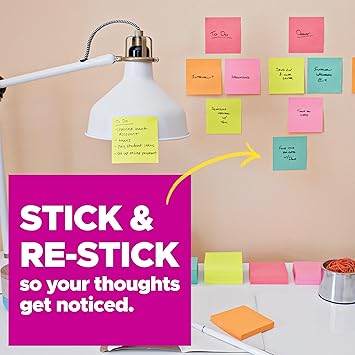 Post-it Super Sticky Notes, 3x3 in, 24 PadsPack, 70 SheetsPad,  Exclusive Bright Color Collection, Aqua Splash, Acid Lime, Tropical Pink and Iris Infusion