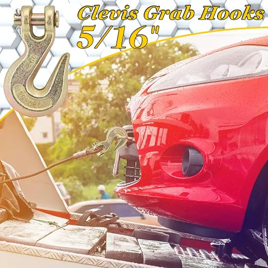 G70 5/16 Clevis Grab Hooks Heavy Duty Chain Hook for Truck Trailer, Chain Forged Alloy Steel Chain Hook for Transport - 5,400 LBS Capacity(2 Pack)