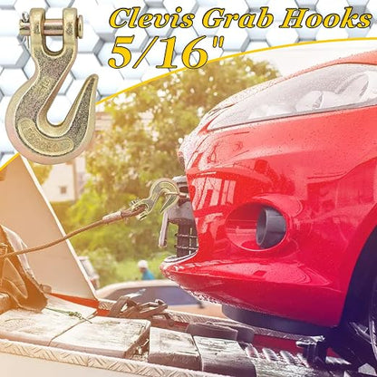 G70 5/16 Clevis Grab Hooks Heavy Duty Chain Hook for Truck Trailer, Chain Forged Alloy Steel Chain Hook for Transport - 5,400 LBS Capacity(2 Pack)