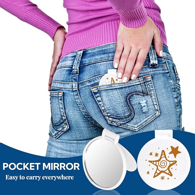 ZOOFOX 50 Pieces Compact Mirror Bulk, Round Makeup Mirror for Purse, Mini Folding Mirror for Women Girls Travel Daily Use