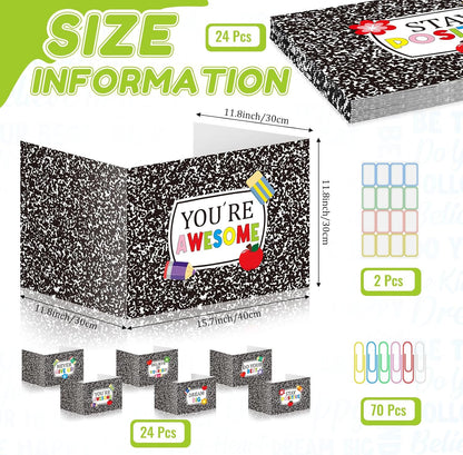 24 Pcs Composition Privacy Folders Standard for Students Cardboard Shields Test Privacy Boards Inspirational Words Desk Dividers Shield for Classroom School Study Supplies (Black)