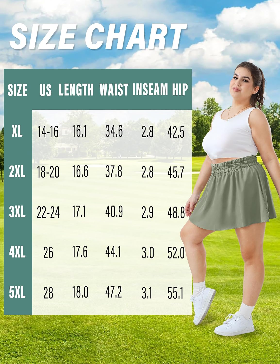 FOREYOND Plus Size Skorts for Curvy Women High Waisted Golf Tennis Skirts with Pockets Workout Athletic Skort Skirt.