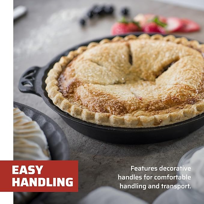 Camp Chef Cast Iron Pie Pan - True-Seasoned Cast Iron Pie Dish for Cooking  Camping Accessories - 10"