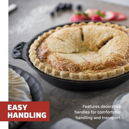 Camp Chef Cast Iron Pie Pan - True-Seasoned Cast Iron Pie Dish for Cooking  Camping Accessories - 10"