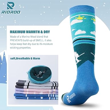 Kids Ski Socks Merino Wool, 23 Pairs Winter Warm Thermal Socks, Skiing Snowboarding Socks for Toddler Boys and Girls