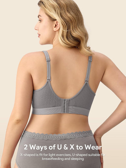HBselect Nursing Bras for Breastfeeding, Seamless V Neck Maternity Bra Wireless Women Pregnancy Postpartum Bra Sleep Bralette