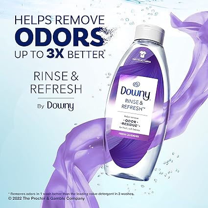 Downy RINSE  REFRESH Laundry Odor Remover and Fabric Softener, Fresh Lavender, 48 fl oz, Safe on ALL Fabrics, Gentle on Skin, HE Compatible