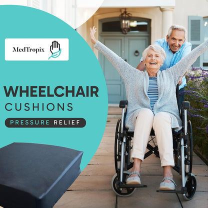 Wheelchair Cushions for Elderly, Comfortable Thick Memory Foam Wheelchair Cushion, Chair Cushion for Seniors - Pressure Relief, Water Resistant Washable Removable Cover