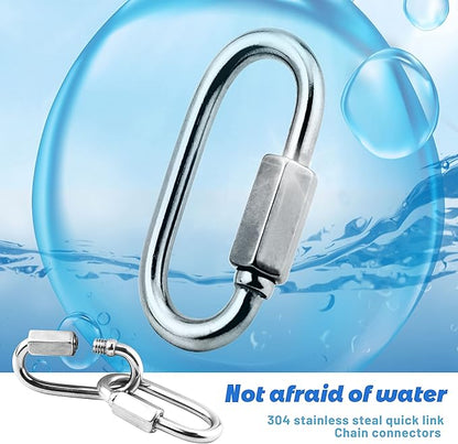10 Pack 304 Stainless Steel M3.5 Chain Link, 18 Inch D Shape Locking Quick Chain Repair Links Pets Keychain for Outdoor Traveling Equipment