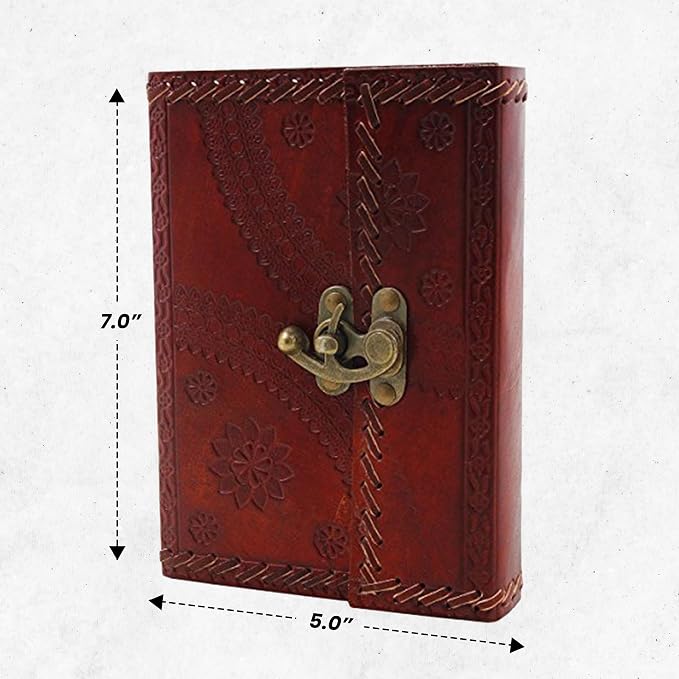STORE INDYA Handcrafted Leather Soft Bound Personal Diary & Organizer – 7x5 Inch Genuine Leather Writing Journal, (Latch is Slightly Broken)