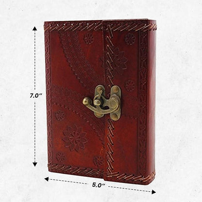 STORE INDYA Handcrafted Leather Soft Bound Personal Diary & Organizer – 7x5 Inch Genuine Leather Writing Journal, (Latch is Slightly Broken)