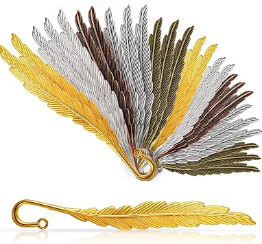 Tatuo 27 Pieces Feather Bookmarks Feather Metal Colorful Bookmarks for Readers Book Lovers(Stylish Styles)