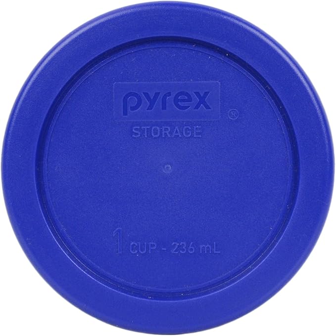 Pyrex 7202 1-Cup Glass Bowls With Cadet Blue Lids (4 Pack) - Made in USA 7202-PC | Tempered Glass Construction | BPA-Free Plastic | Easy Clean Surface | Top-Rack Dishwasher Safe