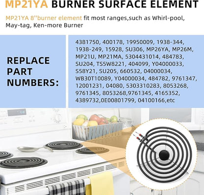 AMI PARTS MP21YA Electric Range Burner Surface Element (8 Inch) Compatible with Whirl-pool May-tag Ken-more Stove Burner Surface Element
