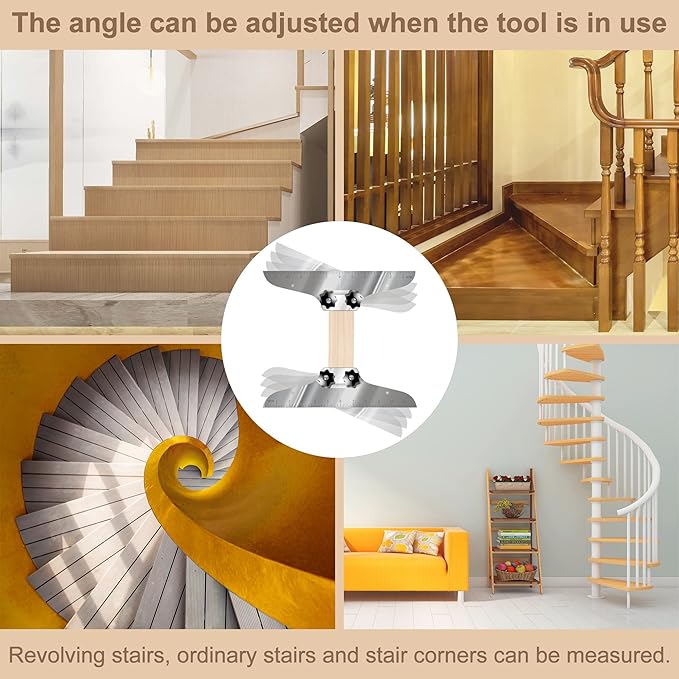 Stair Tread Template Tool, NAACOO Stair Measuring Tool, Tread Jig Set - with Level  Tape Measure  Carpenter Pencil, Suitable for Risers and Partitions.
