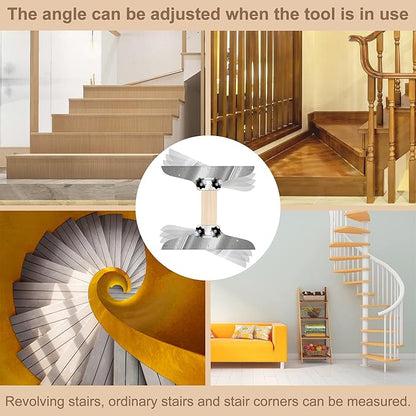 Stair Tread Template Tool, NAACOO Stair Measuring Tool, Tread Jig Set - with Level  Tape Measure  Carpenter Pencil, Suitable for Risers and Partitions.