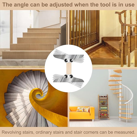 Stair Tread Template Tool, NAACOO Stair Measuring Tool, Tread Jig Set - with Level  Tape Measure  Carpenter Pencil, Suitable for Risers and Partitions.
