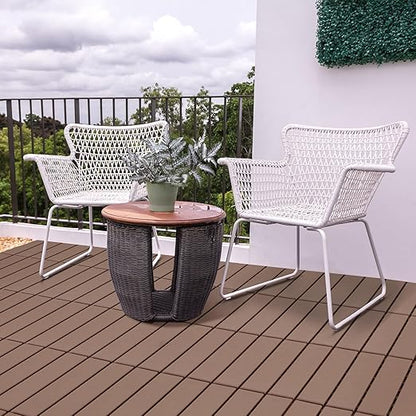 Plastic Interlocking Deck Tiles, 9 Pack Outdoor Flooring Waterproof Pavers for Patio Garden Porch Yard, All Weather Use, Coffee