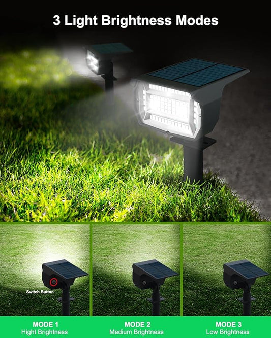 LOTMOS Solar outdoor spotlights 1 pack72 LED3 modes 2 in 1 solar landscape spotlights, automatic switch-off IP67 waterproof wall lights for front door, backyard,