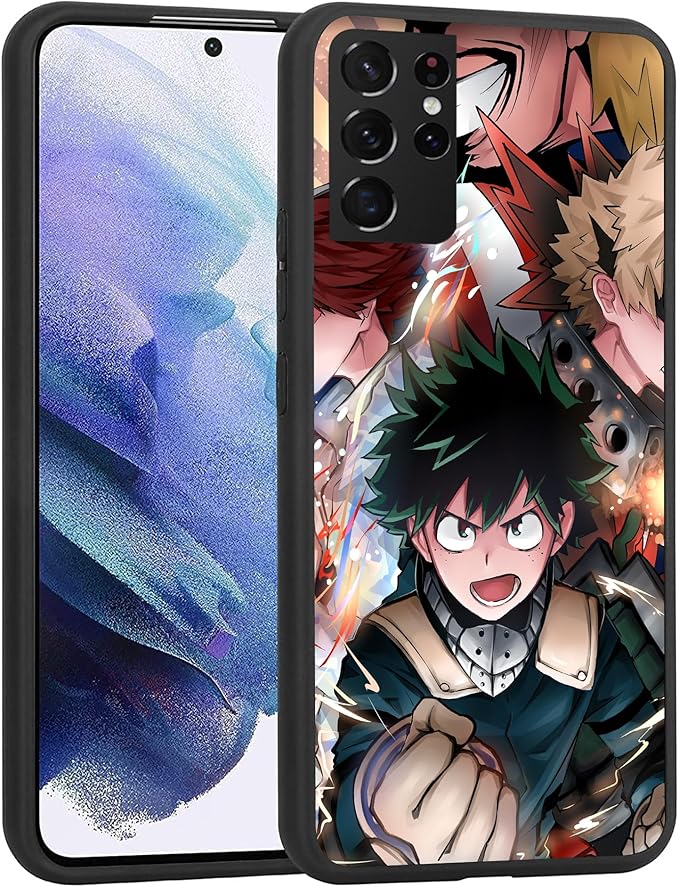 Compatible with Samsung Galaxy S21 Ultra Case, Anime Cool Manga TPU Drop Protection Shock Absorbing Scratch Resistant Phone Case Cover(Cartoon-Comic-My-Hero-Academia-2)