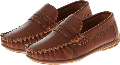 Josmo Boys Moccasin Driving Loafers - Casual Dress Penny Slip On Boat Shoes (Sizes: 5-10 Toddlers / 11-13 Little Kids / 1-5 Big Kids)