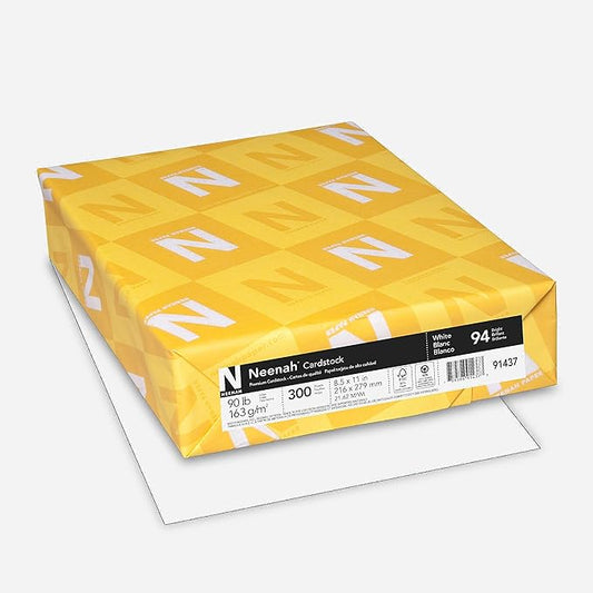 Neenah Index Cardstock, 8.5" x 11", 90 lb/163 gsm, White, Lightweight, 94 Brightness, 300 Sheets (91437)
