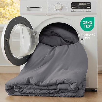 Bedsure Queen Size Comforter Set, Dark Grey Soft Prewashed Bedding for All Seasons, 3 Pieces GentleSoftN Warm Down Alternative Bed Set, 1 Lightweight Comforter (90"x90") and 2 Pillowcases (20"x26")