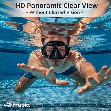 Freela Swim Goggles with Nose Cover Adult Swimming Goggles 180Clear View Snorkeling Diving Mask for Pool Beach