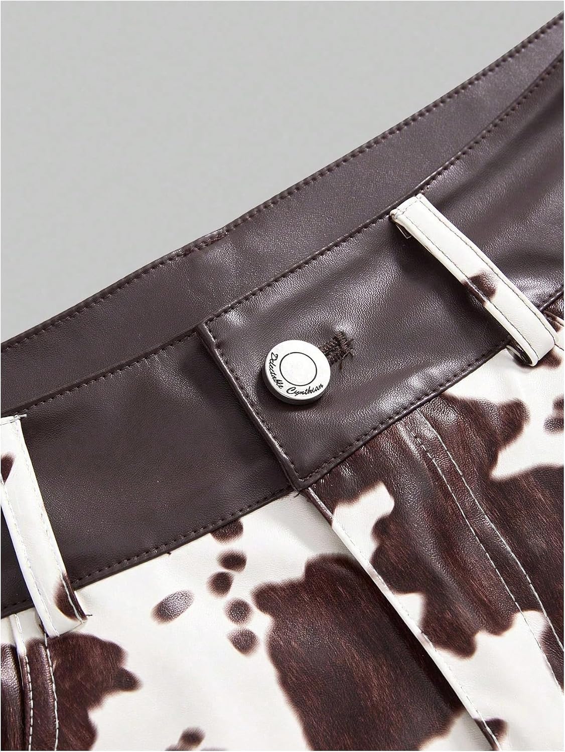SHENHE Women's Cow Print PU Leather Micro Shorts Y2K Vintage Low Waist Casual Mini Shorts
