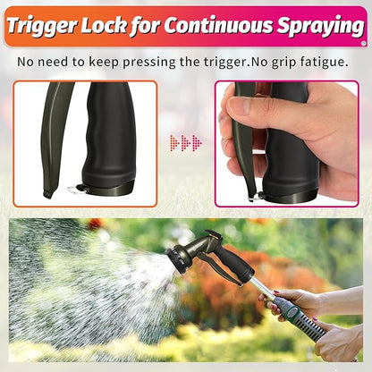 AUTOMAN Garden Hose Nozzle - 7 Patterns Sprayer, 100 Metal High Pressure Spray Nozzle, Labor-Saving Design, Heavy Duty Water Hose Nozzle for Garden Watering, Car Washing, Window Cleaning,Pets Bathing