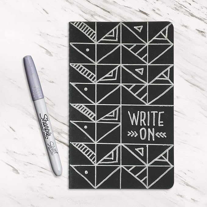 SHARPIE 39109PP Metallic Permanent Markers, Fine Point, Silver, 4 Count