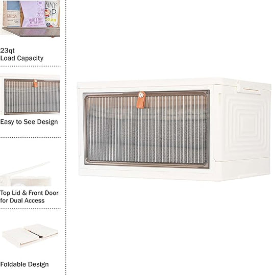 Home-Complete Collapsible Storage Bin - 23Qt Capacity Organizer with Lid and Large Front Door - Stackable Storage Containers for Any Room